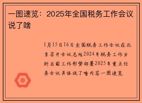一图速览：2025年全国税务工作会议说了啥